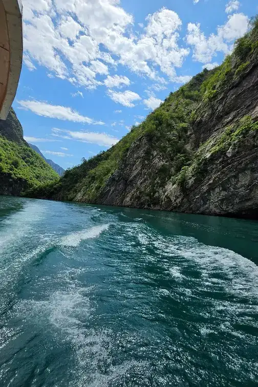 The Shala River, reached by boat from Komani Lake